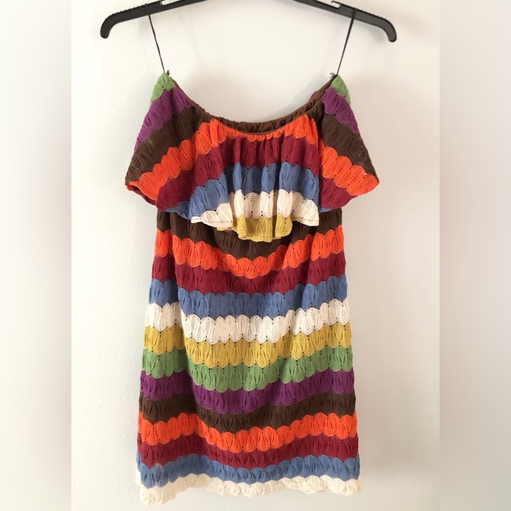 Judith March Anthropologie Strapless Knit Lace Mini Dress Fall